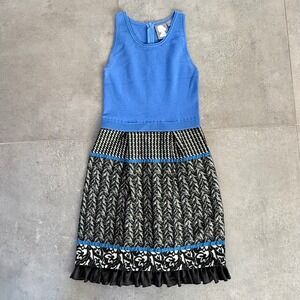 Girls from Savoy Sweater Dress Womens Small Blue Excellent Mixed Pattern Knit